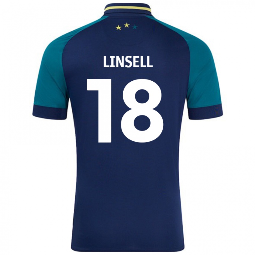 Niño Camiseta Alice Linsell #18 Azul Marino Verde Oscuro 2ª Equipación 2024/25 La Camisa