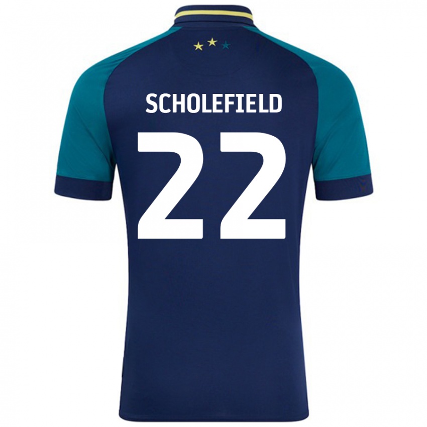 Niño Camiseta Lois Scholefield #22 Azul Marino Verde Oscuro 2ª Equipación 2024/25 La Camisa