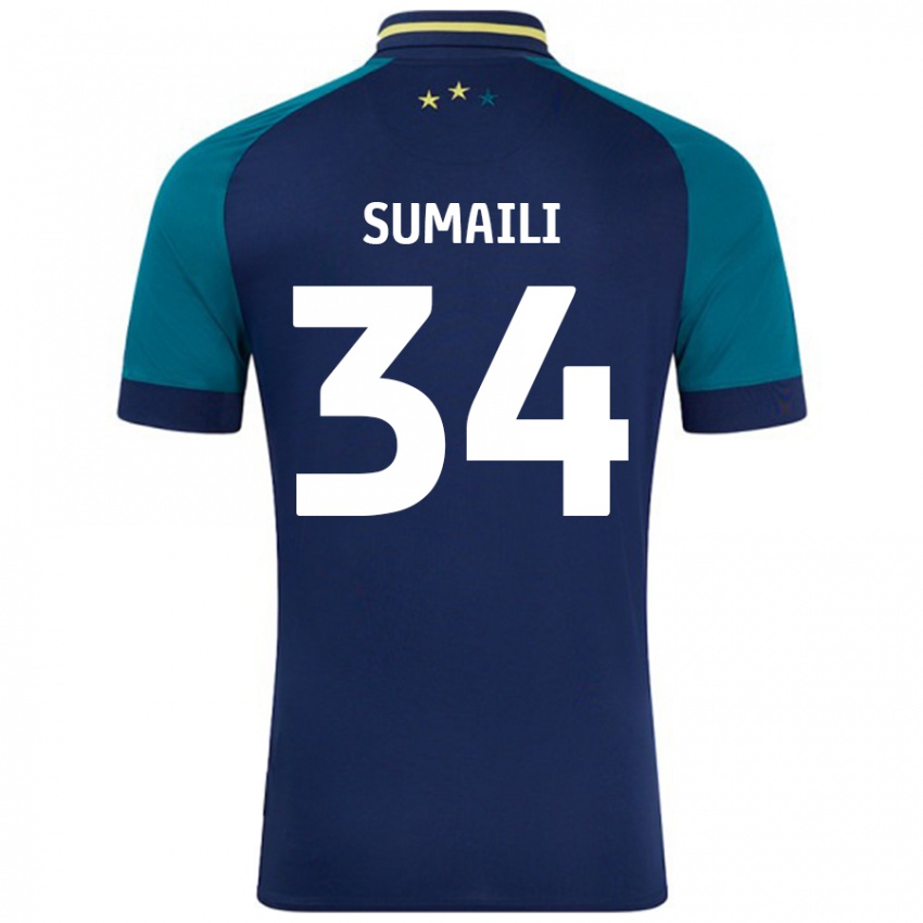 Niño Camiseta Falone Sumaili #34 Azul Marino Verde Oscuro 2ª Equipación 2024/25 La Camisa