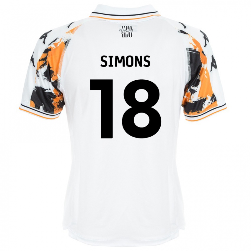 Niño Camiseta Xavier Simons #18 Blanco 2ª Equipación 2024/25 La Camisa