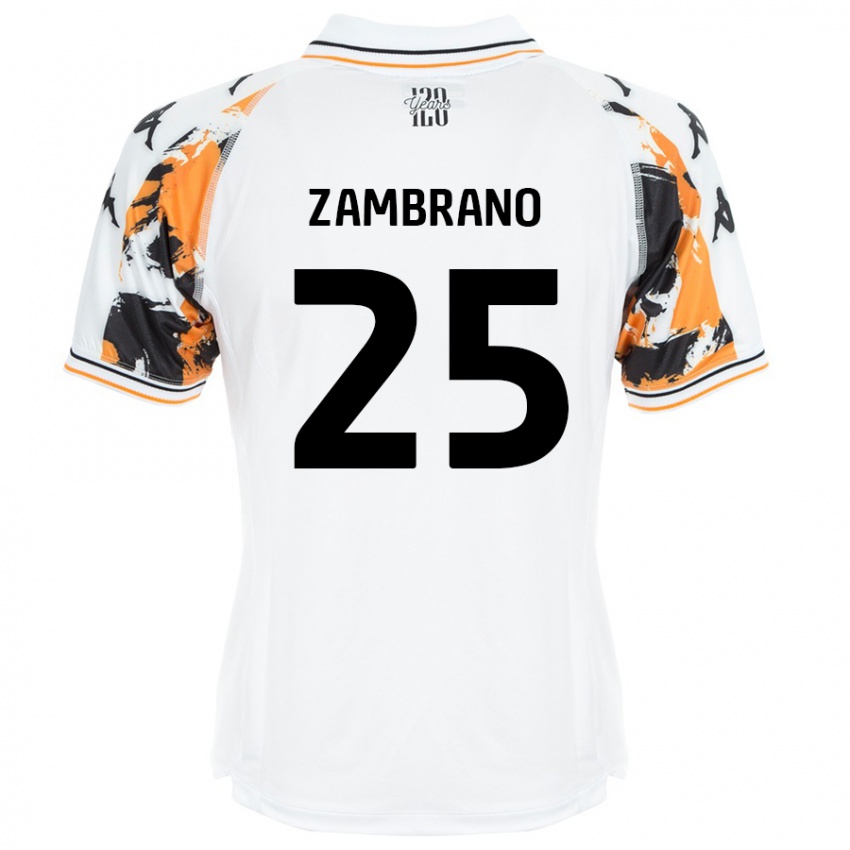 Niño Camiseta Óscar Zambrano #25 Blanco 2ª Equipación 2024/25 La Camisa