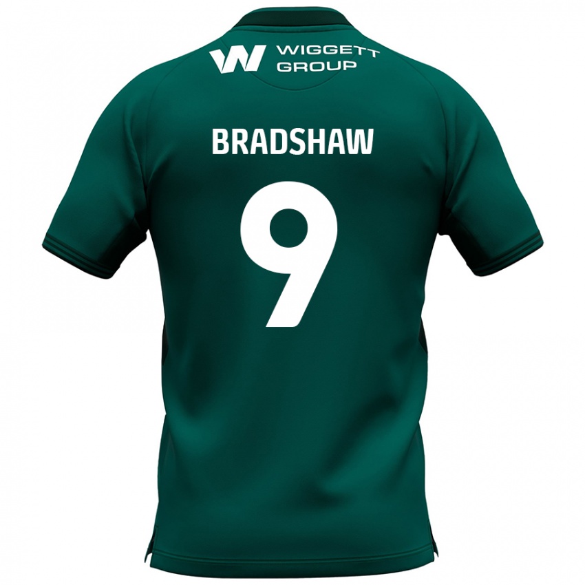 Niño Camiseta Tom Bradshaw #9 Verde 2ª Equipación 2024/25 La Camisa