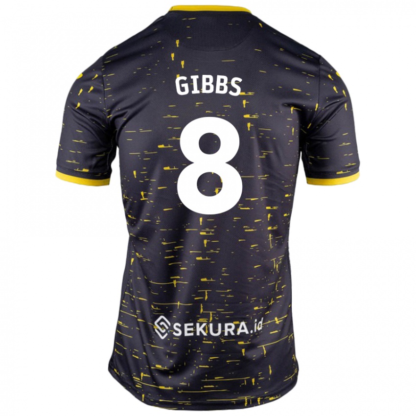 Niño Camiseta Liam Gibbs #8 Negro Amarillo 2ª Equipación 2024/25 La Camisa