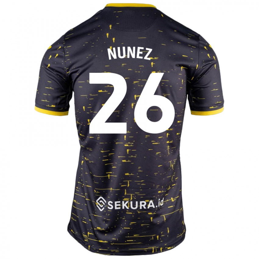 Niño Camiseta Marcelino Núñez #26 Negro Amarillo 2ª Equipación 2024/25 La Camisa