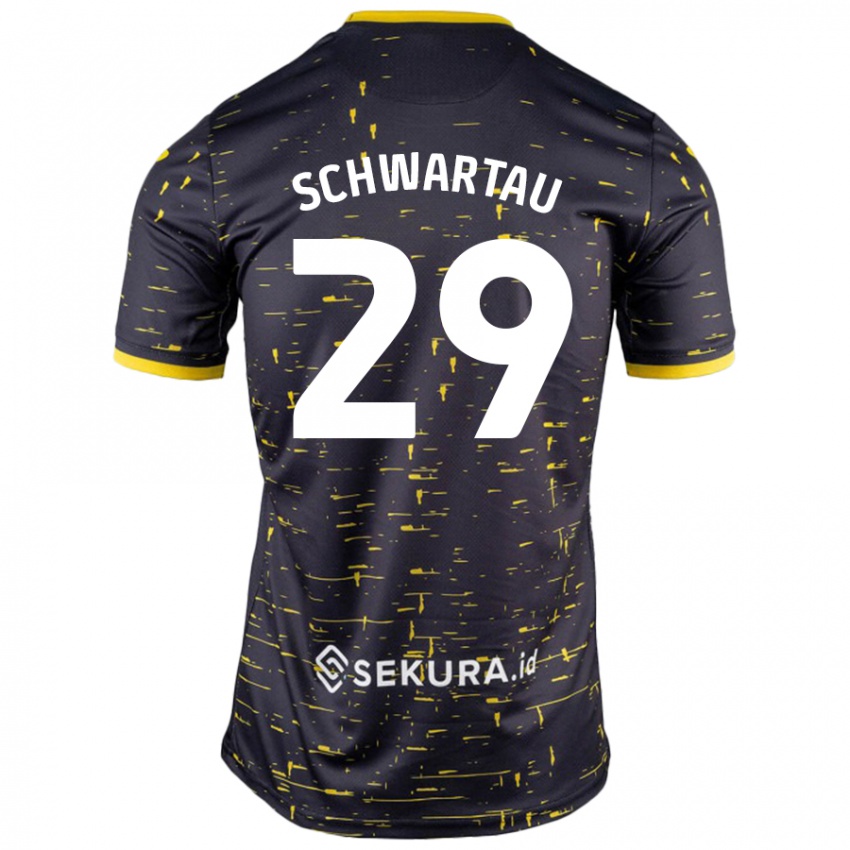 Niño Camiseta Oscar Schwartau #29 Negro Amarillo 2ª Equipación 2024/25 La Camisa