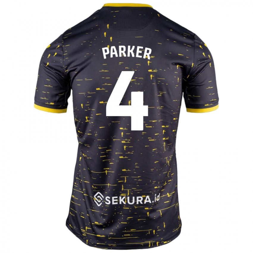 Niño Camiseta Alice Parker #4 Negro Amarillo 2ª Equipación 2024/25 La Camisa