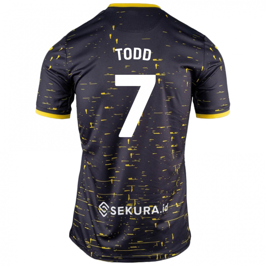 Niño Camiseta Megan Todd #7 Negro Amarillo 2ª Equipación 2024/25 La Camisa