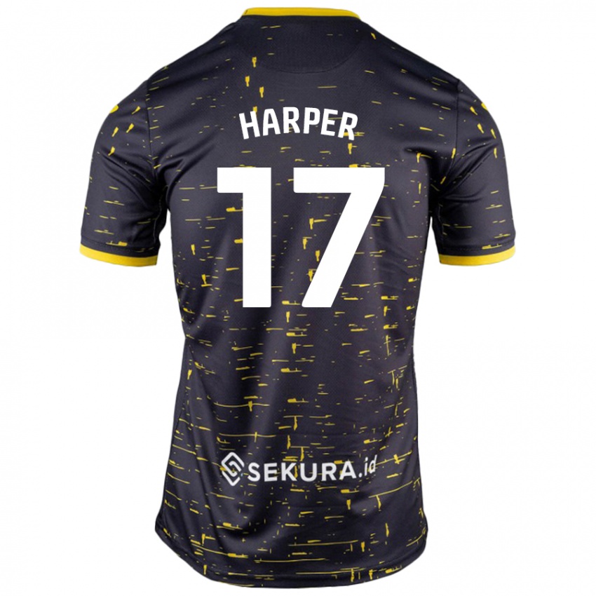 Niño Camiseta Jess Harper #17 Negro Amarillo 2ª Equipación 2024/25 La Camisa