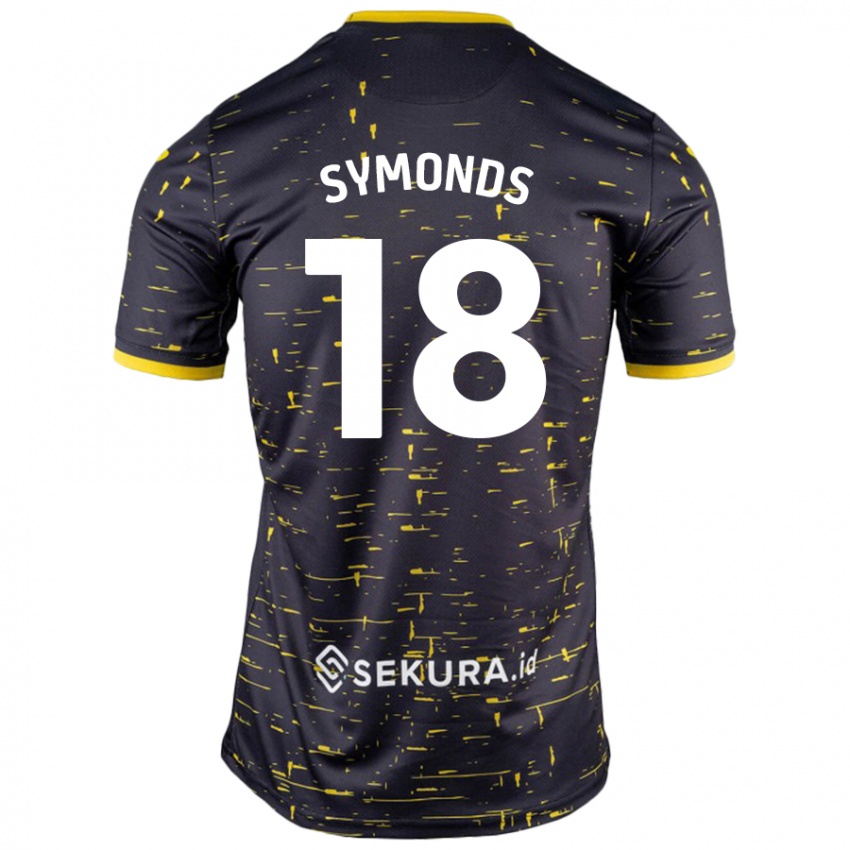 Niño Camiseta Freya Symonds #18 Negro Amarillo 2ª Equipación 2024/25 La Camisa