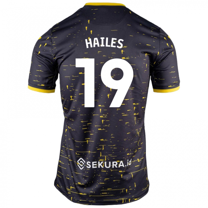 Niño Camiseta Lauren Hailes #19 Negro Amarillo 2ª Equipación 2024/25 La Camisa