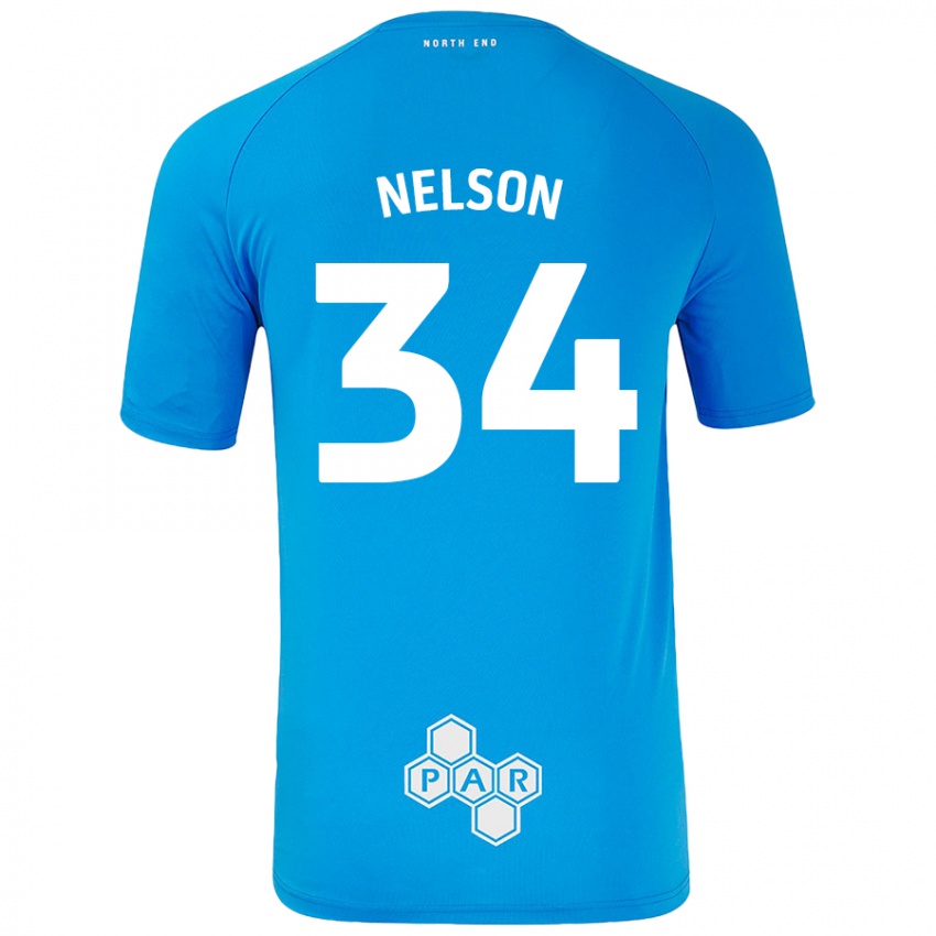 Niño Camiseta Kitt Nelson #34 Azul Cielo 2ª Equipación 2024/25 La Camisa