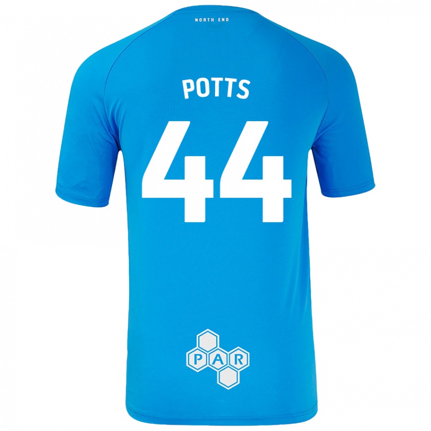 Niño Camiseta Brad Potts #44 Azul Cielo 2ª Equipación 2024/25 La Camisa