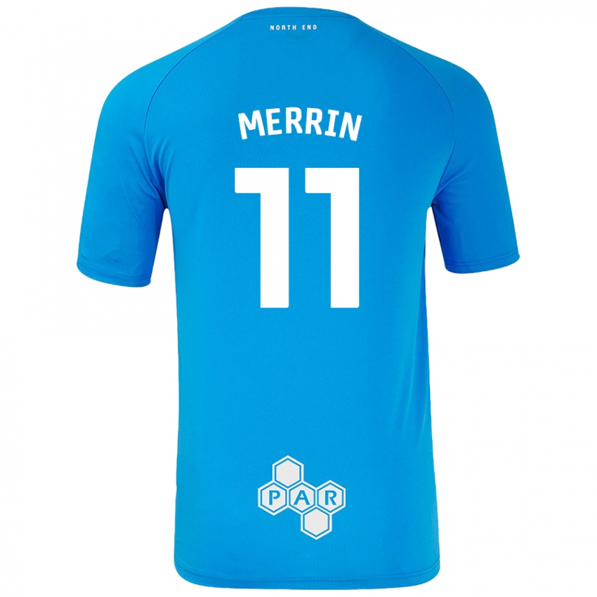 Niño Camiseta Laura Merrin #11 Azul Cielo 2ª Equipación 2024/25 La Camisa