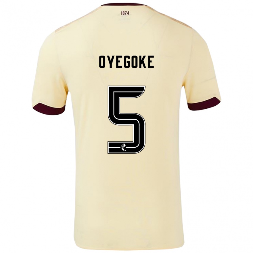 Niño Camiseta Daniel Oyegoke #5 Crema Burdeos 2ª Equipación 2024/25 La Camisa