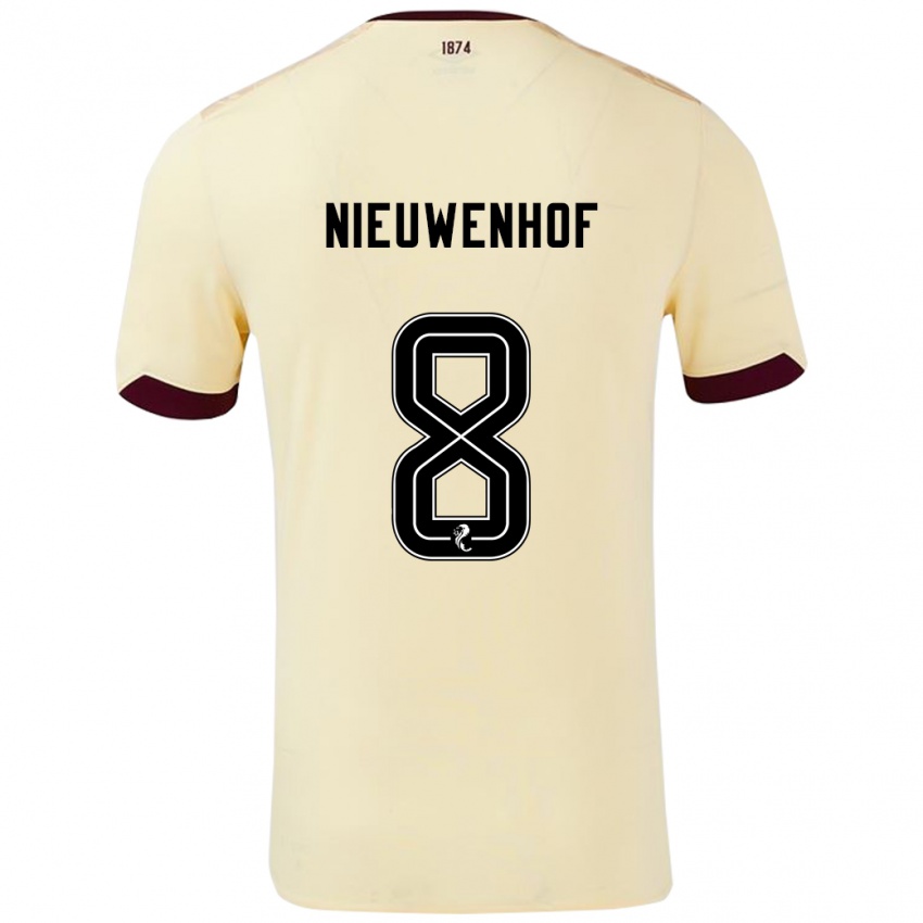 Niño Camiseta Calem Nieuwenhof #8 Crema Burdeos 2ª Equipación 2024/25 La Camisa