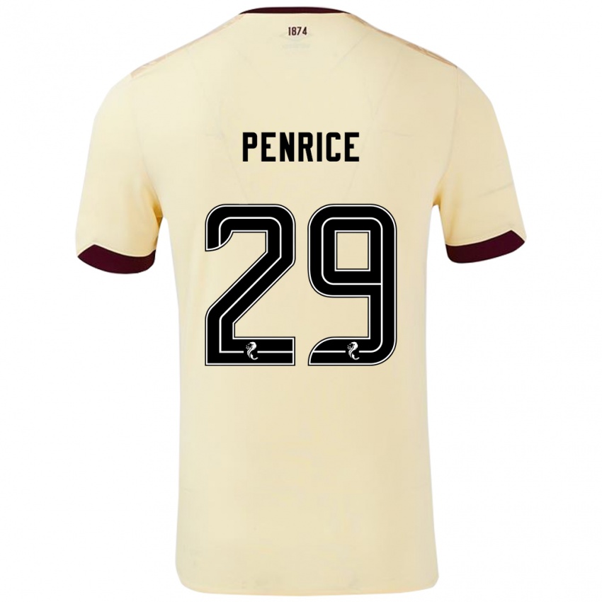 Niño Camiseta James Penrice #29 Crema Burdeos 2ª Equipación 2024/25 La Camisa