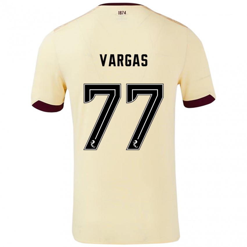 Niño Camiseta Kenneth Vargas #77 Crema Burdeos 2ª Equipación 2024/25 La Camisa