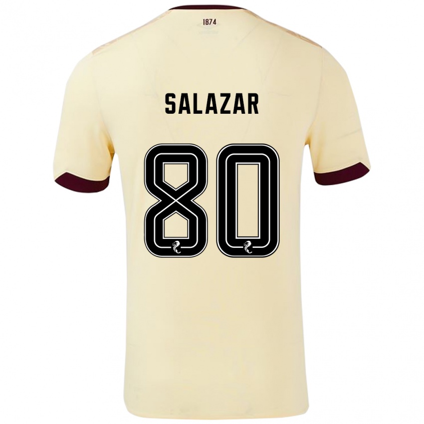 Niño Camiseta Andrés Salazar #80 Crema Burdeos 2ª Equipación 2024/25 La Camisa