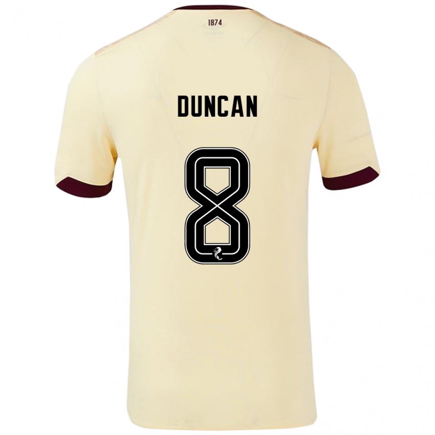 Niño Camiseta Ryan Duncan #8 Crema Burdeos 2ª Equipación 2024/25 La Camisa