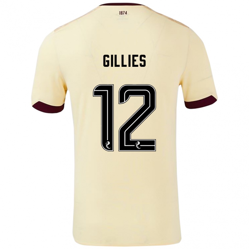 Niño Camiseta Matthew Gillies #12 Crema Burdeos 2ª Equipación 2024/25 La Camisa