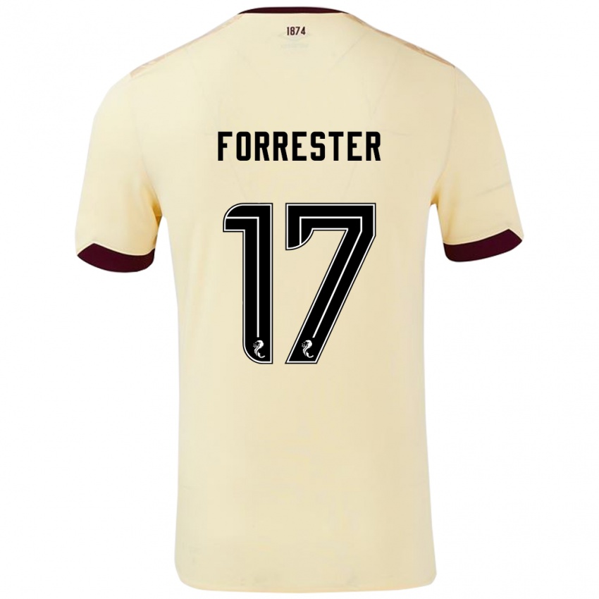 Niño Camiseta Adam Forrester #17 Crema Burdeos 2ª Equipación 2024/25 La Camisa