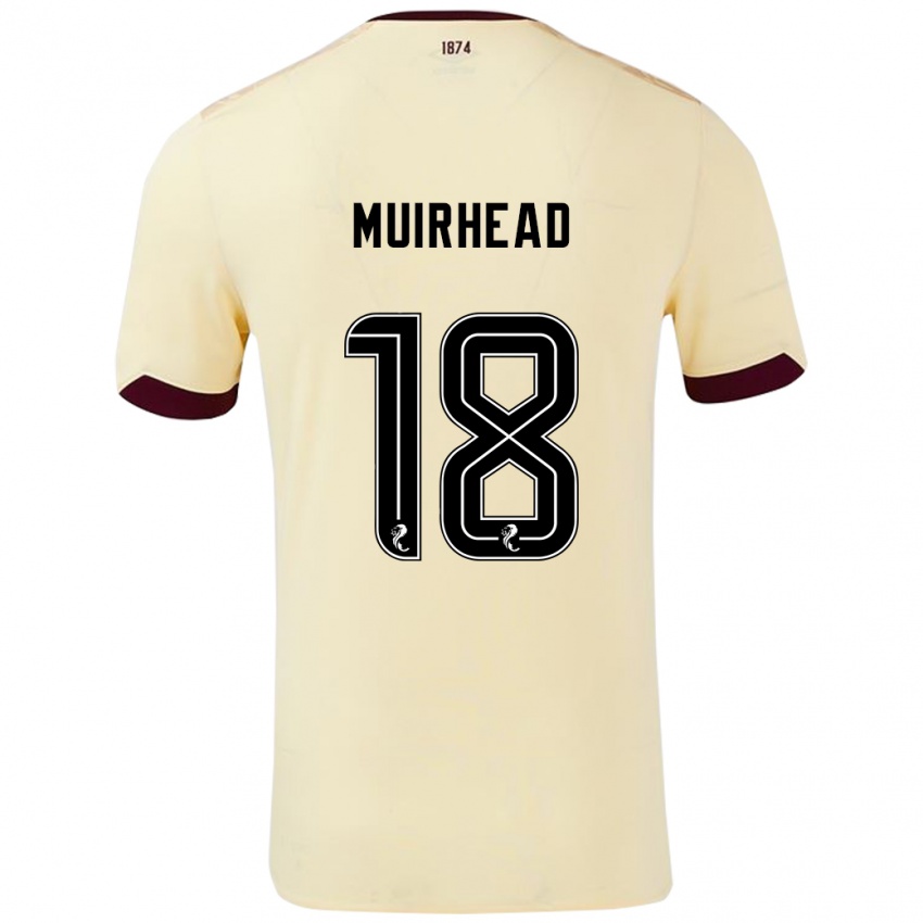 Niño Camiseta Owen Muirhead #18 Crema Burdeos 2ª Equipación 2024/25 La Camisa