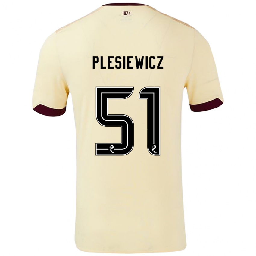 Niño Camiseta Szymon Plesiewicz #51 Crema Burdeos 2ª Equipación 2024/25 La Camisa