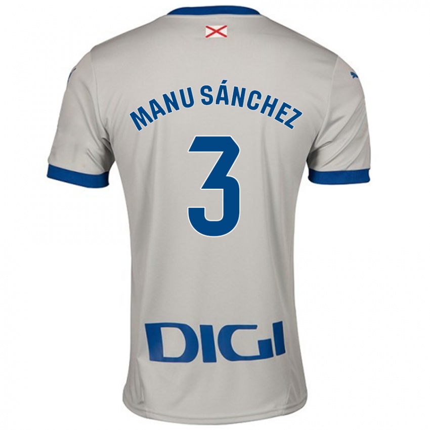 Niño Camiseta Manu Sanchez #3 Gris Claro 2ª Equipación 2024/25 La Camisa