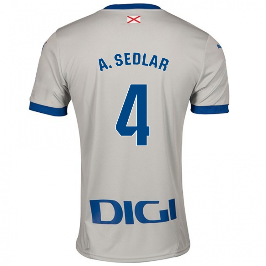 Niño Camiseta Aleksandar Sedlar #4 Gris Claro 2ª Equipación 2024/25 La Camisa