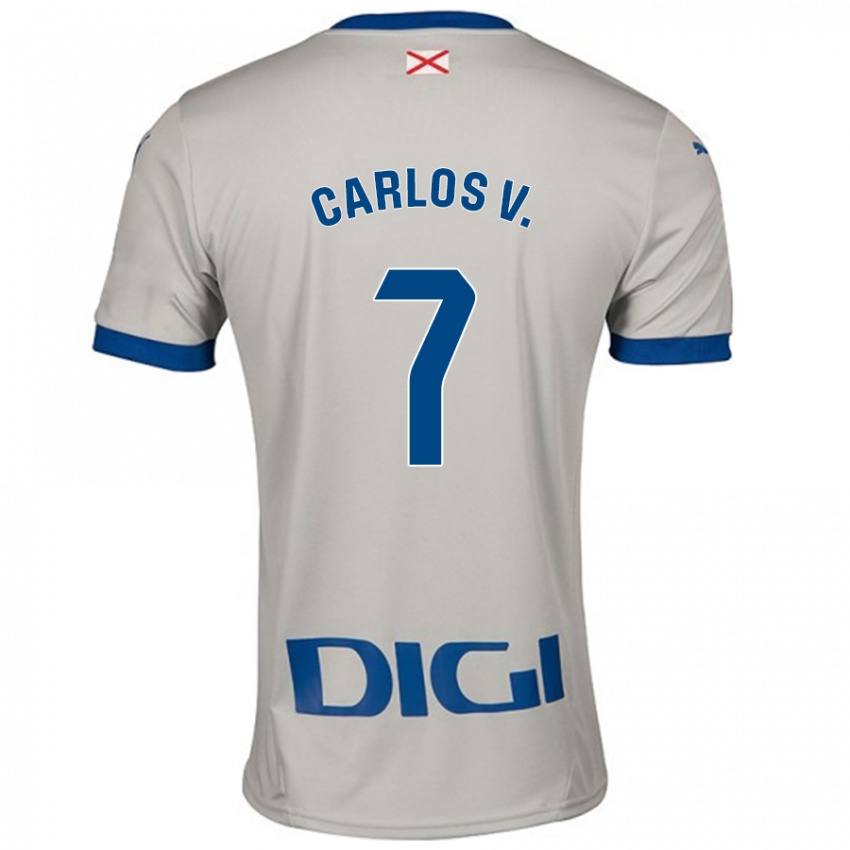 Niño Camiseta Carlos Vicente #7 Gris Claro 2ª Equipación 2024/25 La Camisa