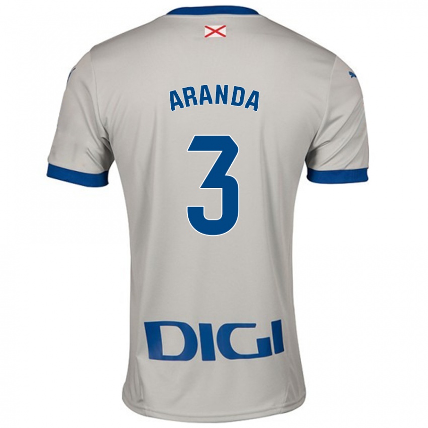 Niño Camiseta Miguel Aranda #3 Gris Claro 2ª Equipación 2024/25 La Camisa