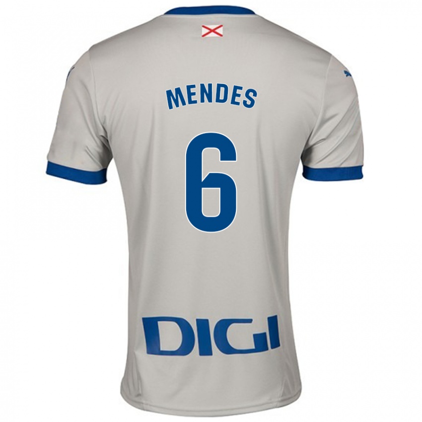 Niño Camiseta Tomás Mendes #6 Gris Claro 2ª Equipación 2024/25 La Camisa