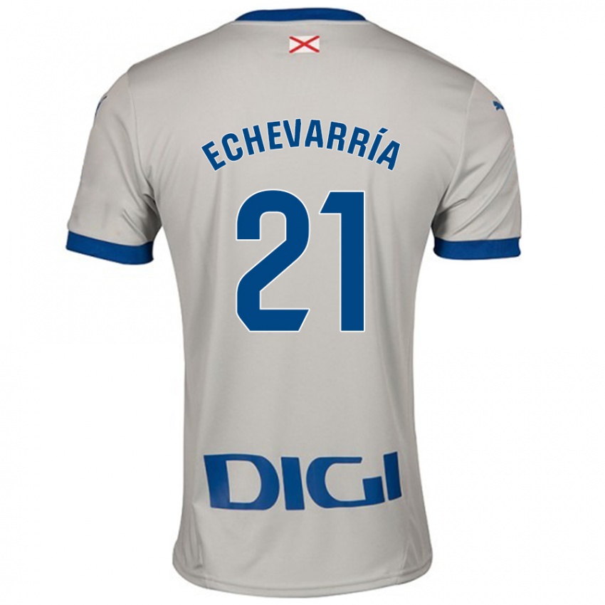 Niño Camiseta Martin Echevarría #21 Gris Claro 2ª Equipación 2024/25 La Camisa