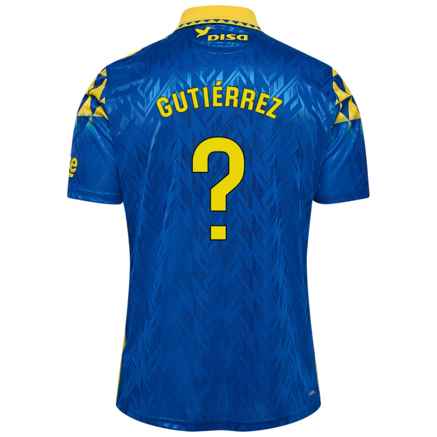 Niño Camiseta Marco Gutiérrez #0 Azul Amarillo 2ª Equipación 2024/25 La Camisa