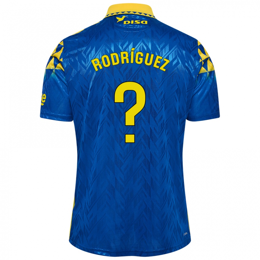 Niño Camiseta David Rodríguez #0 Azul Amarillo 2ª Equipación 2024/25 La Camisa