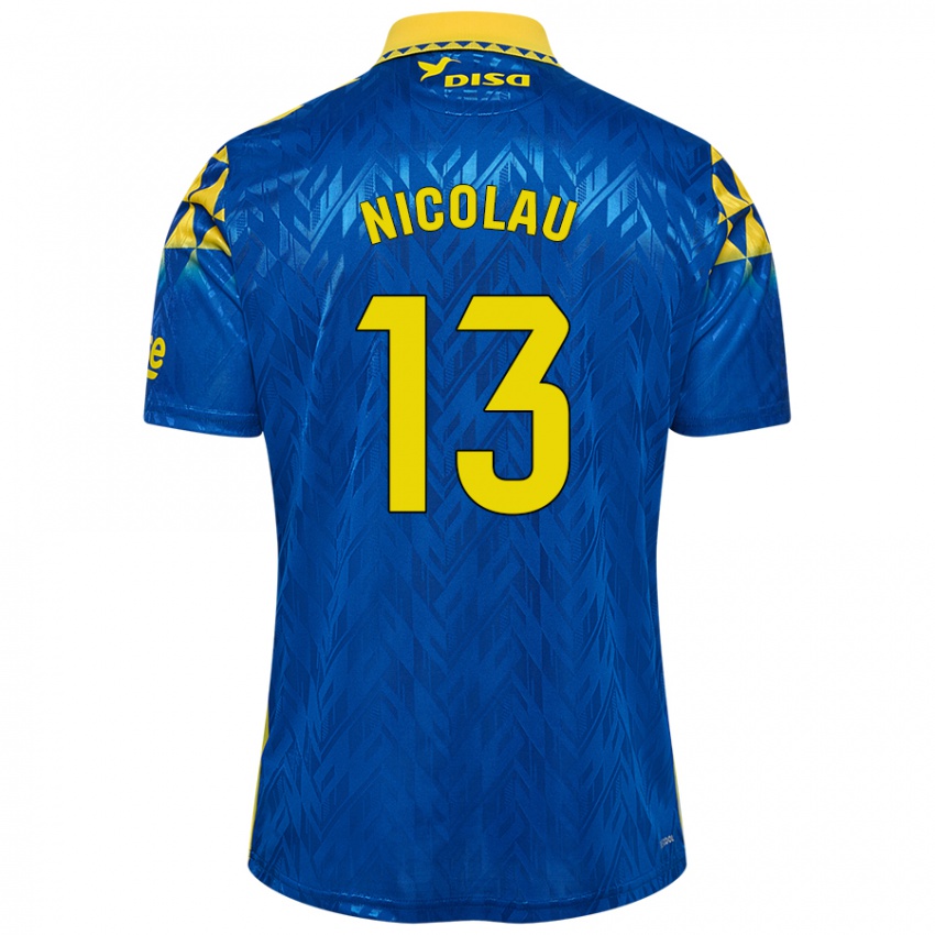 Niño Camiseta Nacho Nicolau #13 Azul Amarillo 2ª Equipación 2024/25 La Camisa