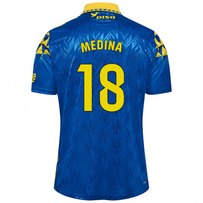 Niño Camiseta Iván Medina #18 Azul Amarillo 2ª Equipación 2024/25 La Camisa