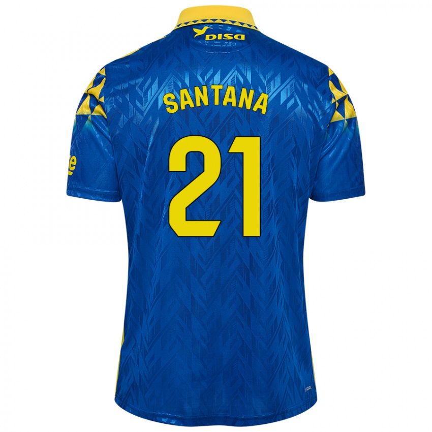 Niño Camiseta Yadam Santana #21 Azul Amarillo 2ª Equipación 2024/25 La Camisa