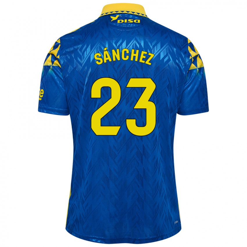 Niño Camiseta Omar Sánchez #23 Azul Amarillo 2ª Equipación 2024/25 La Camisa