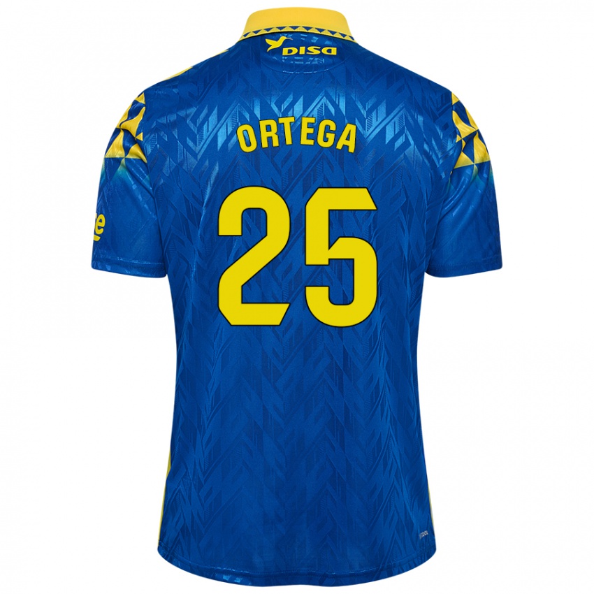 Niño Camiseta Edián Ortega #25 Azul Amarillo 2ª Equipación 2024/25 La Camisa