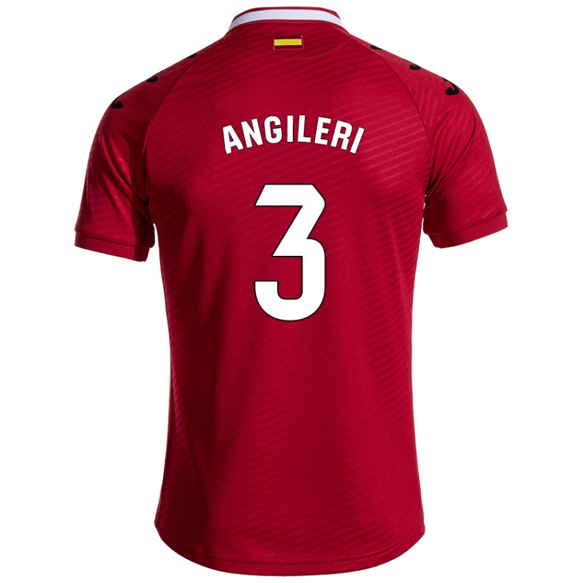 Niño Camiseta Fabrizio Angileri #3 Rojo Oscuro 2ª Equipación 2024/25 La Camisa