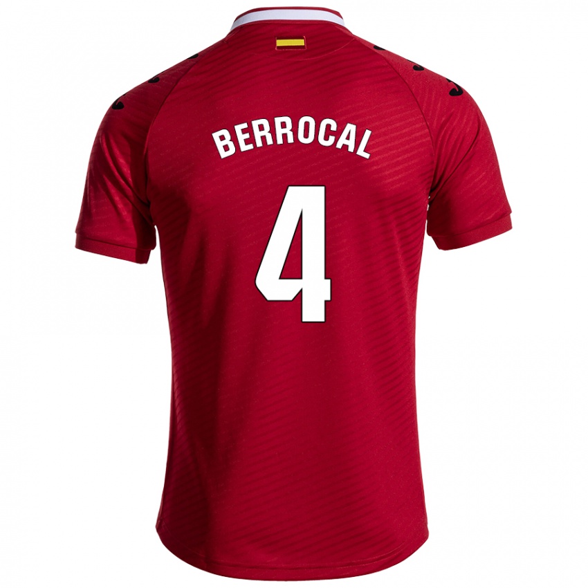 Niño Camiseta Juan Berrocal #4 Rojo Oscuro 2ª Equipación 2024/25 La Camisa