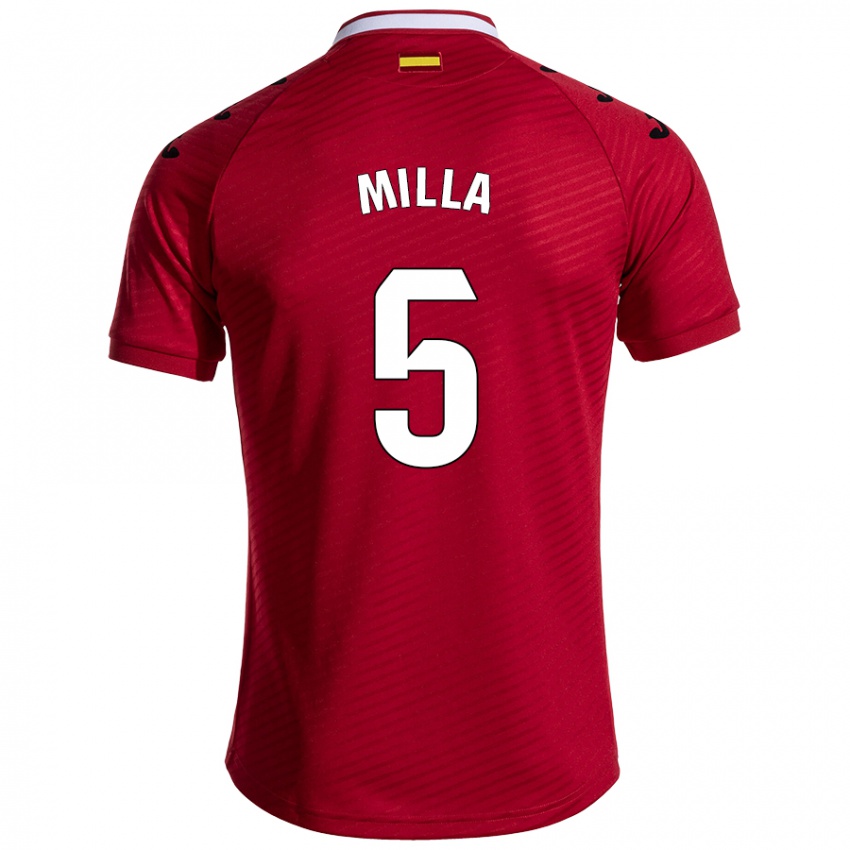 Niño Camiseta Luis Milla #5 Rojo Oscuro 2ª Equipación 2024/25 La Camisa