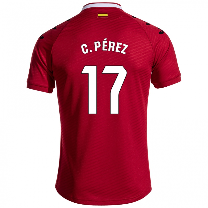 Niño Camiseta Carles Pérez #17 Rojo Oscuro 2ª Equipación 2024/25 La Camisa