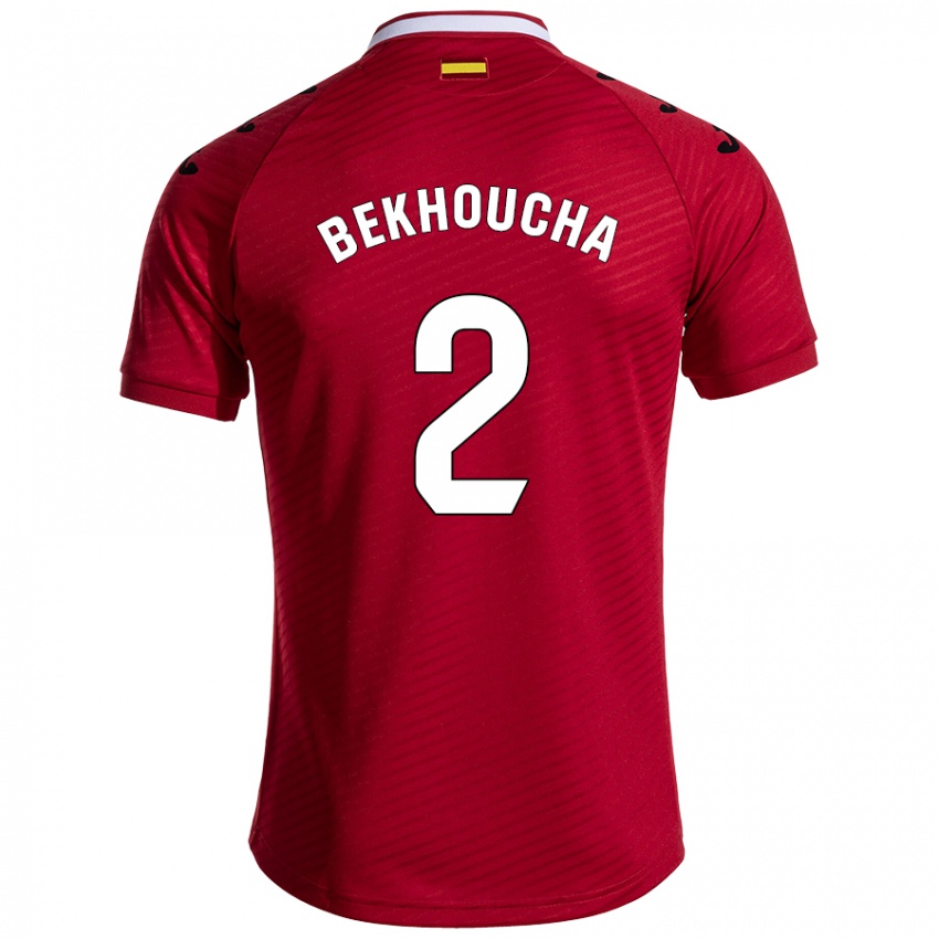 Niño Camiseta Ismael Bekhoucha #2 Rojo Oscuro 2ª Equipación 2024/25 La Camisa