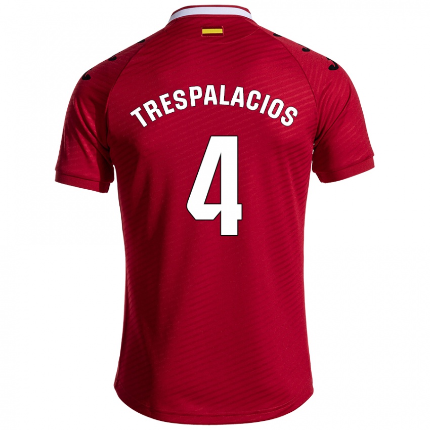 Niño Camiseta Adrián Trespalacios #4 Rojo Oscuro 2ª Equipación 2024/25 La Camisa