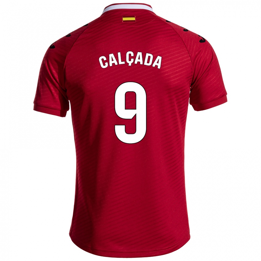 Niño Camiseta Gonzalo Calçada #9 Rojo Oscuro 2ª Equipación 2024/25 La Camisa