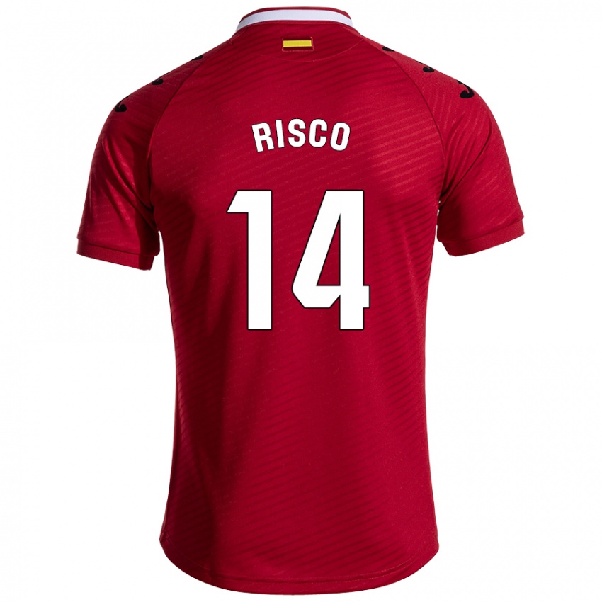 Niño Camiseta Alberto Risco #14 Rojo Oscuro 2ª Equipación 2024/25 La Camisa