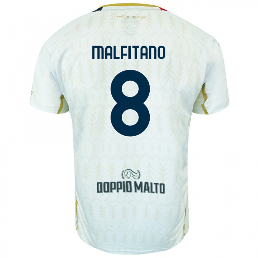 Niño Camiseta Roberto Malfitano #8 Blanco 2ª Equipación 2024/25 La Camisa