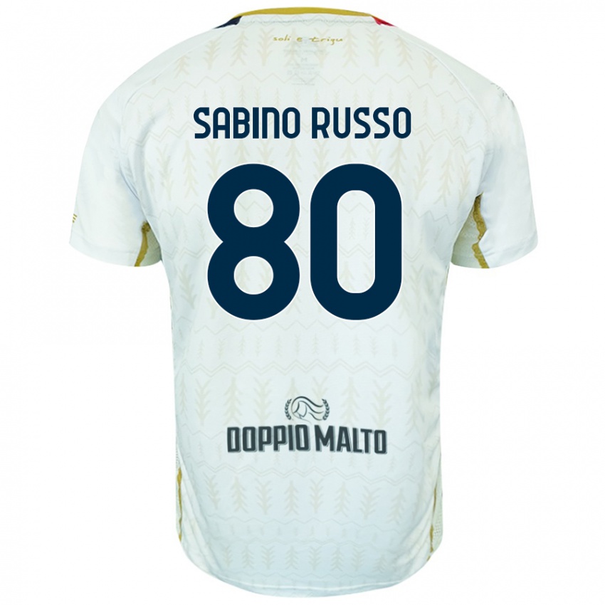 Niño Camiseta Alessandro Sabino Russo #80 Blanco 2ª Equipación 2024/25 La Camisa